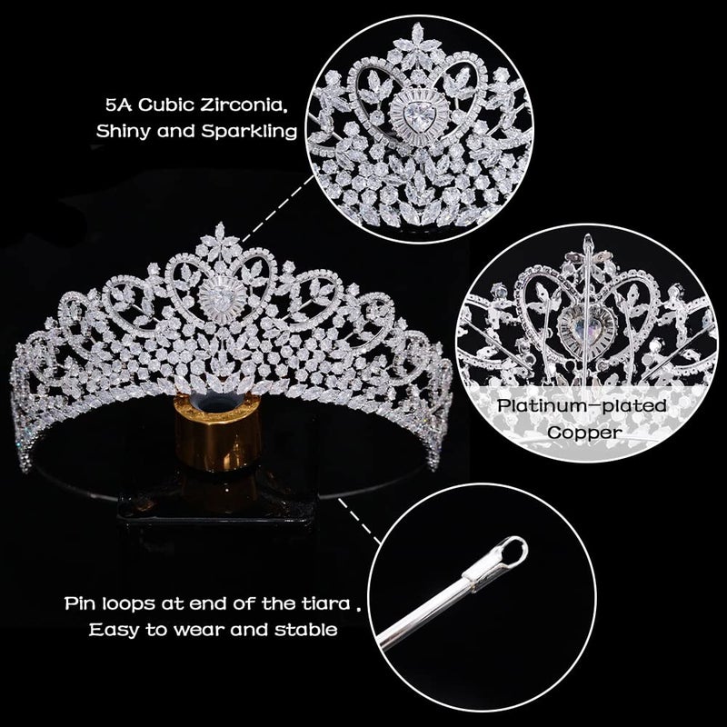 Jorsnovs Wedding Crowns for Bride Cubic Zirconia Tiaras Bridal Diamond Headpieces Corona De Novia Quinceanera Zircon Headband - Image 5